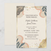 Faire-part de mariage moderne abstrait Navy Blush (Devant / Derrière)
