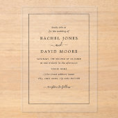Faire-part de mariage moderne acrylique clair (Recto)