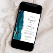 Faire-part de mariage moderne agate sarcelle argen