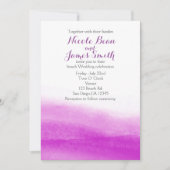 Faire-part de mariage moderne aquarelle fuchsia (Devant)
