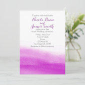 Faire-part de mariage moderne aquarelle fuchsia (Debout devant)