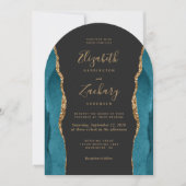 Faire-part de mariage Moderne Arc Sombre Agate Or (Devant)
