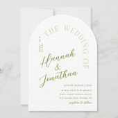 Faire-part de mariage moderne Arch Green Stripe (Devant)
