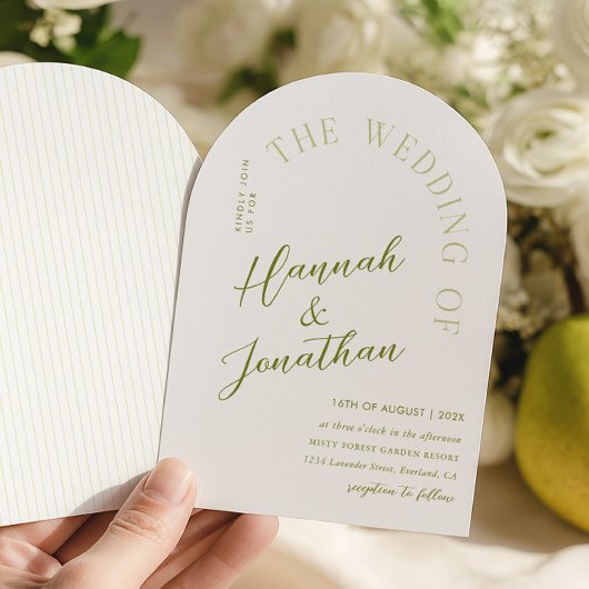 Faire-part de mariage moderne Arch Green Stripe