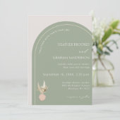 Faire-part de mariage moderne Arch Sage Green (Debout devant)
