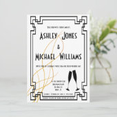 Faire-part de mariage moderne Art déco cordial (Debout devant)