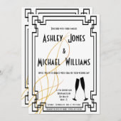 Faire-part de mariage moderne Art déco cordial (Devant / Derrière)