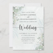 Faire-part de mariage moderne au eucalyptus vert s (Devant)