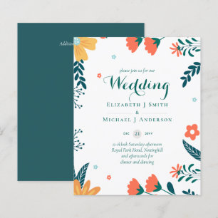 Faire-part de mariage moderne aux feuilles de jard