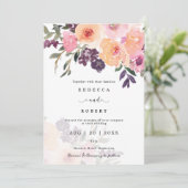 faire-part de mariage moderne aux fleurs violettes (Debout devant)