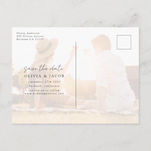 Faire-part de mariage moderne avec 6 photos manusc (Dos)