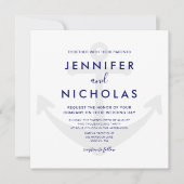 Faire-part de mariage moderne avec ancre nautique (Devant)