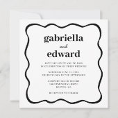 Faire-part de mariage moderne avec bordure ondulée (Devant)