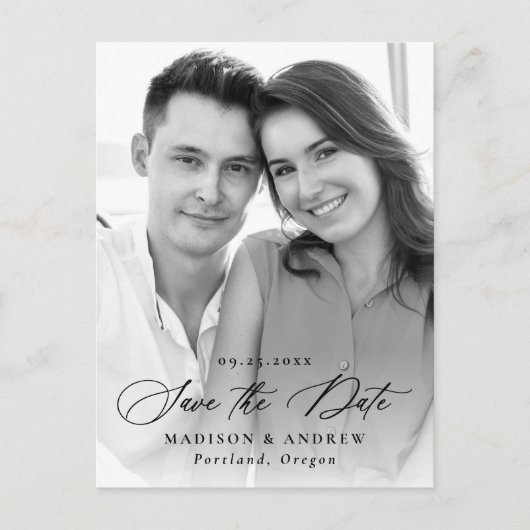 Faire-part de mariage moderne avec calligraphie no (Devant)
