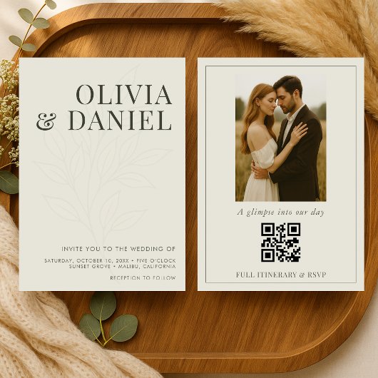 Faire-Part de Mariage Moderne avec Code QR et Phot