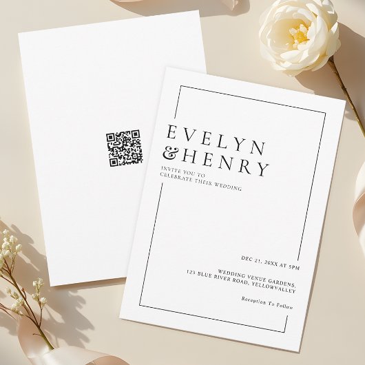 Faire-Part de Mariage Moderne avec Code QR Simple