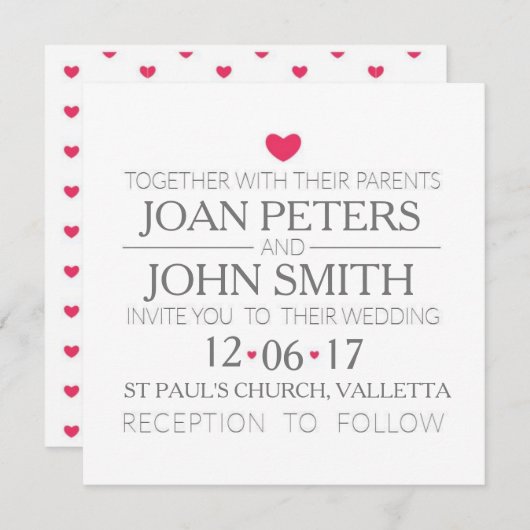 Faire-part de mariage moderne avec coeur (Devant / Derrière)