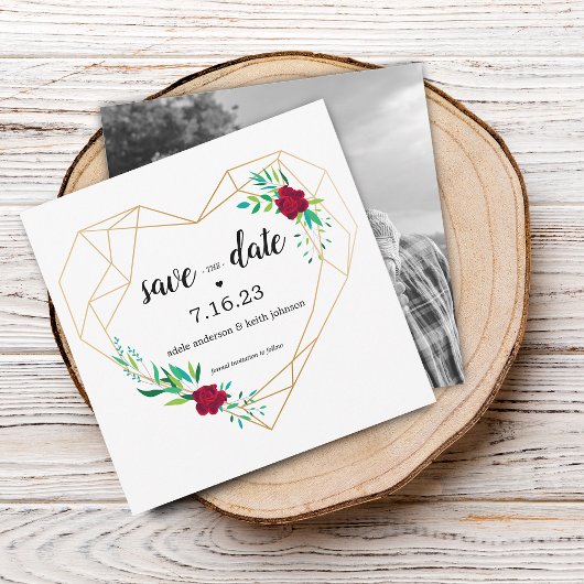 Faire-Part de Mariage Moderne avec Coeur Géométriq