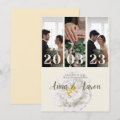 Faire-part de mariage moderne avec collage de 3 ph (Devant / Derrière)