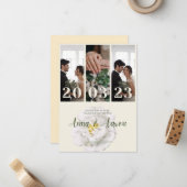 Faire-part de mariage moderne avec collage de 3 ph (Devant/Arrière en situation)