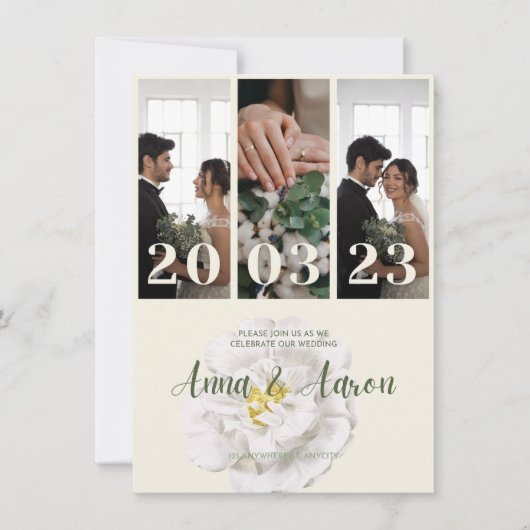 Faire-part de mariage moderne avec collage de 3 ph (Devant)