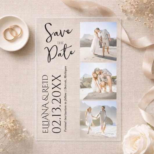 Faire-part de mariage moderne avec collage de phot