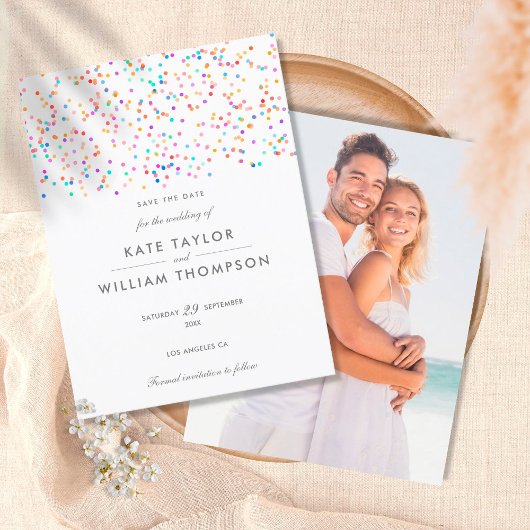 Faire-Part de Mariage Moderne avec Confettis Arc-e
