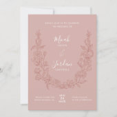 Faire-part de mariage Moderne Avec Couronne Floral (Devant)