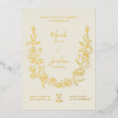 Faire-part de mariage moderne avec couronne floral (Recto)