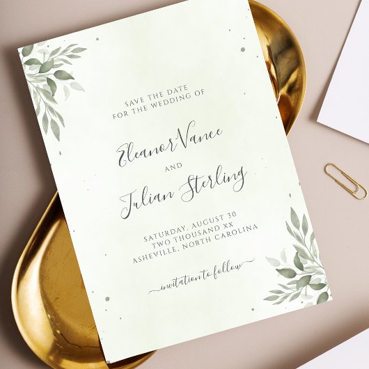 Faire-Part de Mariage Moderne avec Feuillage de Sa