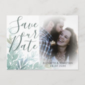 Faire-part de mariage moderne avec feuillage vert (Devant)