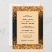 Faire-Part de Mariage Moderne avec Paillettes Doré (Devant)