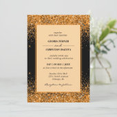 Faire-Part de Mariage Moderne avec Paillettes Doré (Debout devant)
