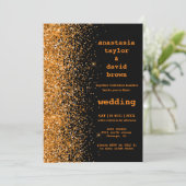 Faire-part de mariage moderne avec paillettes doré (Debout devant)