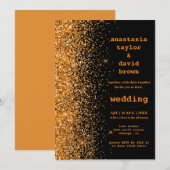 Faire-part de mariage moderne avec paillettes doré (Devant / Derrière)