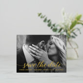 Faire-part de mariage moderne avec photo et feuill (Debout devant)