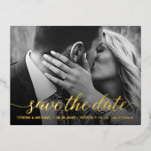 Faire-part de mariage moderne avec photo et feuill (Recto)