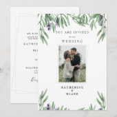 Faire-part de mariage moderne avec photo et feuill (Devant / Derrière)