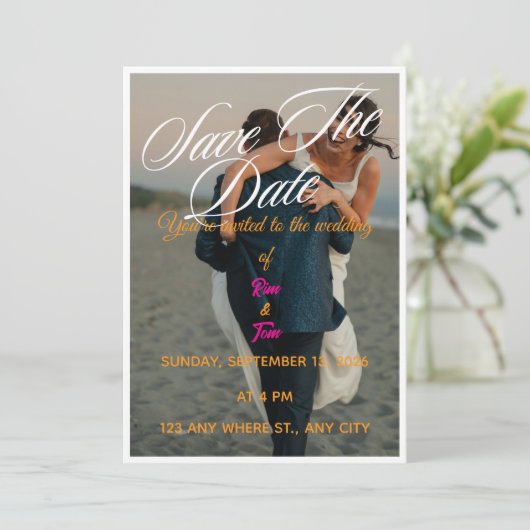Faire-part de mariage moderne avec photo "Save the (Debout devant)