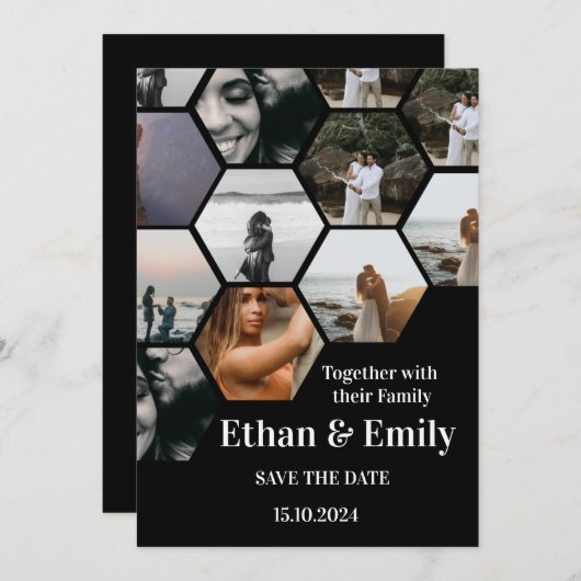 Faire-part de mariage moderne avec photos (Devant / Derrière)