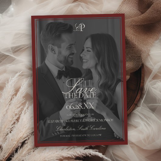 Faire-part de mariage moderne avec superposition d