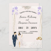 Faire-part de mariage moderne belles couleurs past (Devant / Derrière)