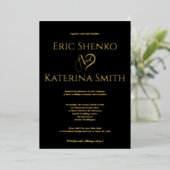 Faire-part de mariage moderne Black and Gold Foil (Debout devant)