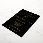 Faire-part de mariage moderne Black and Gold Foil (Rotation)