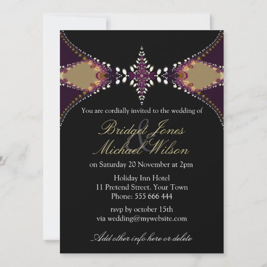 Faire-part de mariage moderne Black Batik Elegance (Dos)