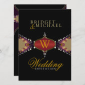 Faire-part de mariage moderne Black Batik Elegance (Devant / Derrière)