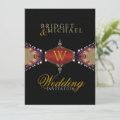 Faire-part de mariage moderne Black Batik Elegance (Debout devant)