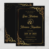 Faire-part de mariage moderne Black Gold (Devant / Derrière)
