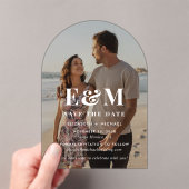 Faire-part de mariage moderne blanc à monogramme e (In situ (ordinateur de poche))
