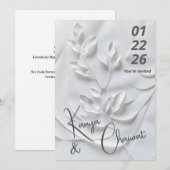 Faire-part de mariage moderne blanc et beige – Bot (Devant / Derrière)
